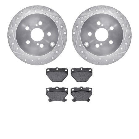 DYNAMIC FRICTION CO 7302-76123, Rotors-Drilled and Slotted-Silver with 3000 Series Ceramic Brake Pads, Zinc Coated 7302-76123
